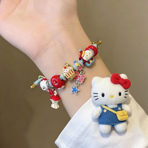 超可爱kt猫咪滴釉苹果手链女款潮