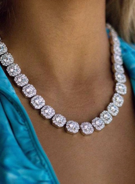 欧美夸张满钻超闪方糖项链女