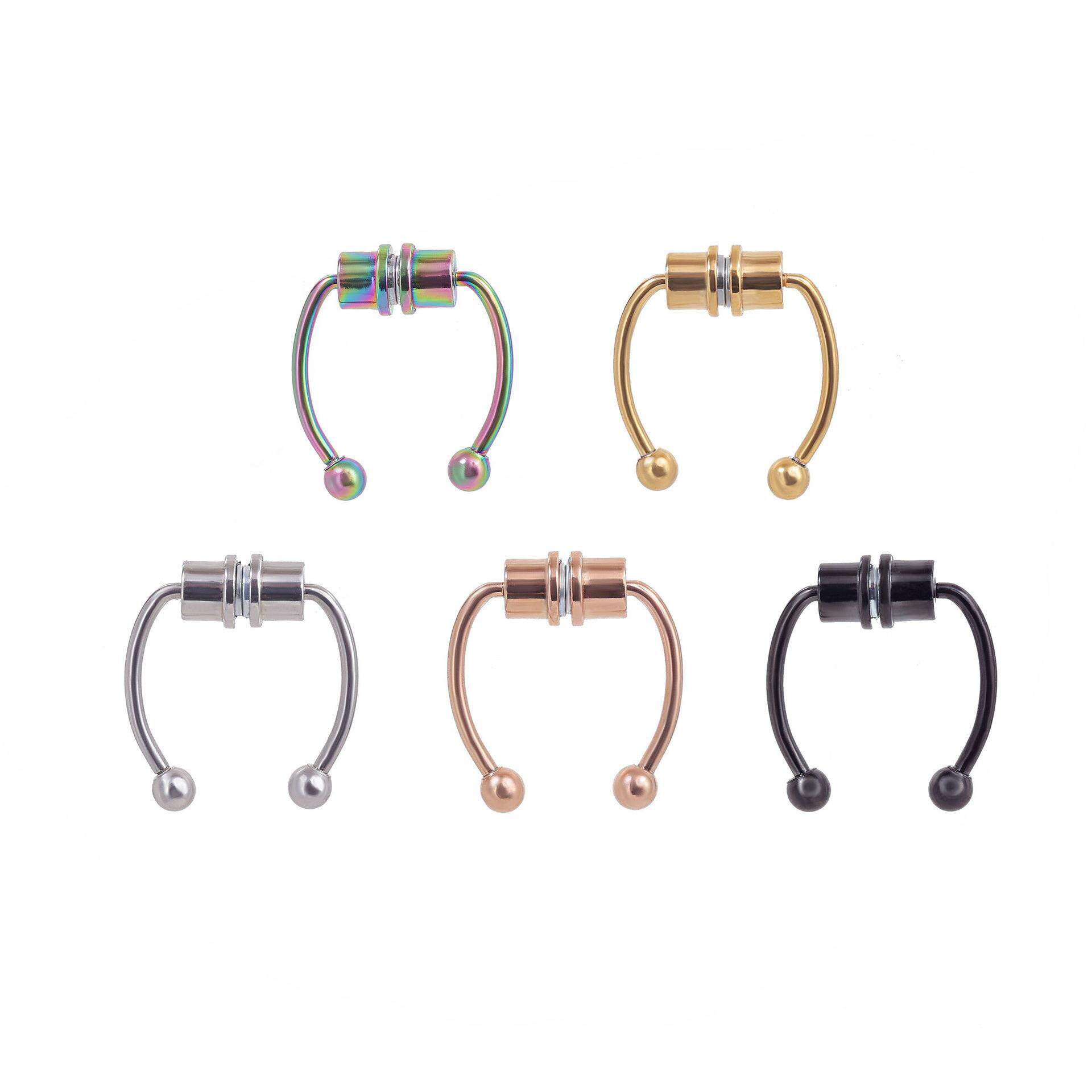 保罗不锈钢磁性非穿孔穿刺假鼻环马蹄形环鼻箍鼻环穿刺饰品