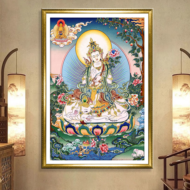 钻石画满钻文殊菩萨唐卡人物贴钻十字绣线绣非成品新款佛菩萨刺绣