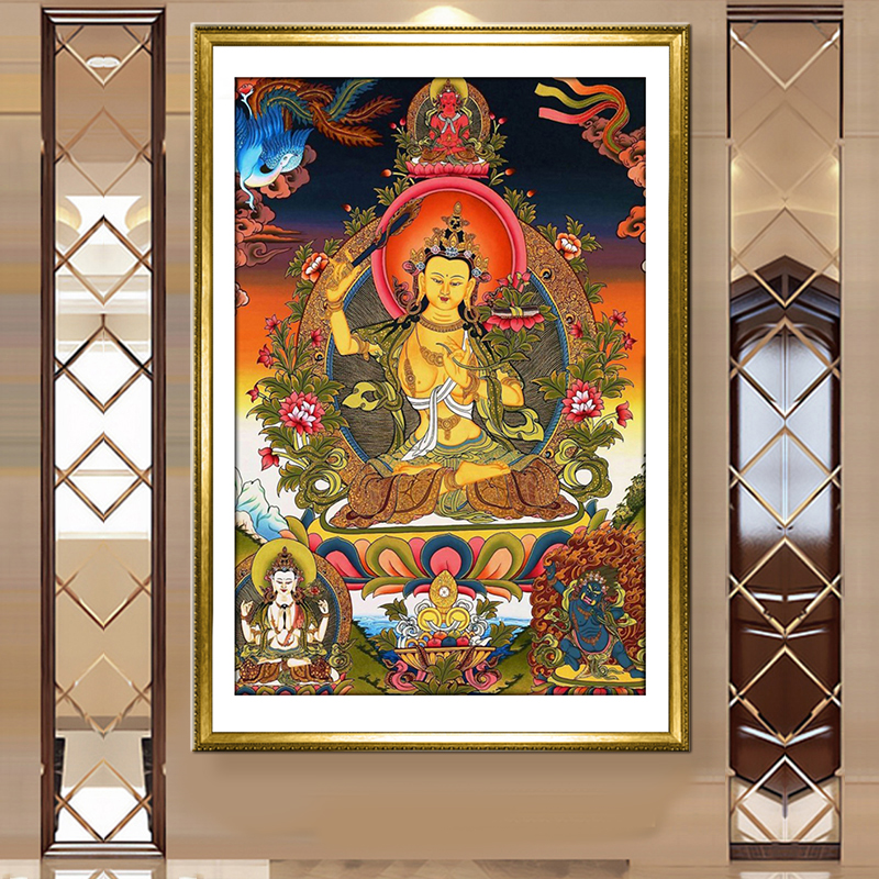 文殊菩萨钻石画2022新款满钻藏传唐卡佛像手工点贴钻钻石绣十字绣