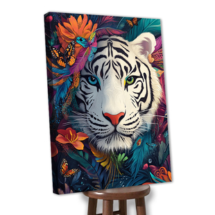 绷框钻石画非成品满钻绷好内框自己贴老虎动物卧室客厅儿童礼物5d