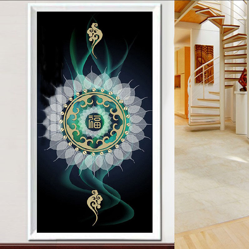 钻石画满钻竖版玄关客厅禅意菩提树叶福字砖石绣十字绣线绣新款5d