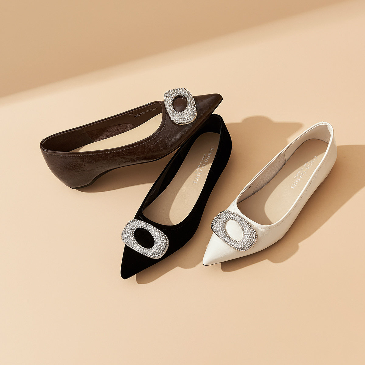 戈美其商场同款平底单鞋女2025新款配裙子方扣黑色尖头内增高女鞋,女鞋,浅口单鞋,淘宝优惠券,粉丝福利购,淘宝优惠卷