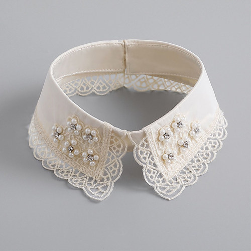 假领子水钻钉珠后开单独领头服饰