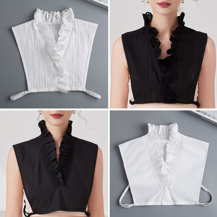 秋冬纯棉假领镂空木耳边V领假领子女百搭毛衣打底内搭百褶衬衣领,服饰配件/皮带/帽子/围巾,假领,淘宝优惠券,粉丝福利购,淘宝优惠卷