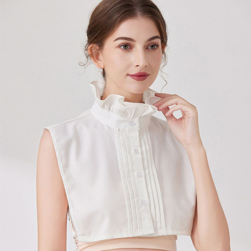 秋冬气质木耳边立领假领子