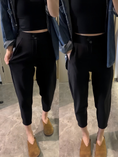 哈伦裤女2025春秋新款韩版高腰休闲裤宽松显瘦黑色小脚九分萝卜裤