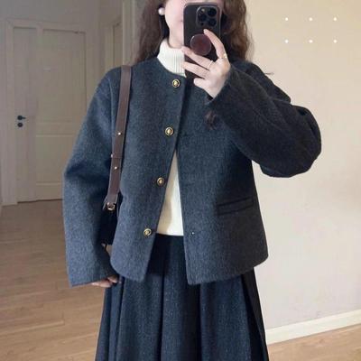 小香风呢子小个子韩系短款