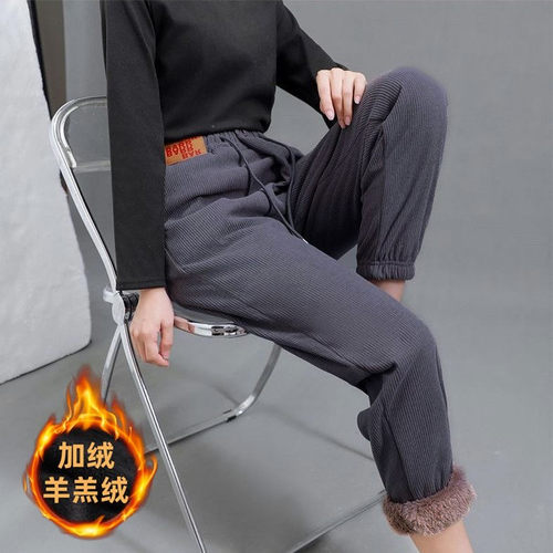 加绒加厚卫裤羊羔绒保暖棉裤