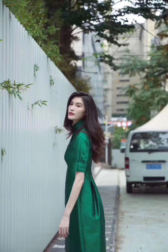 何穗夏姿陈同款礼服立领精品改良