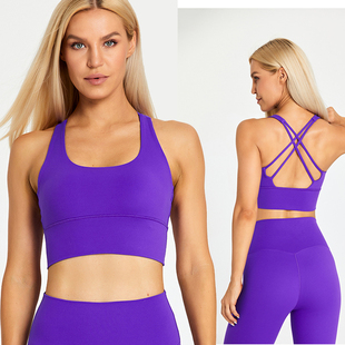 跑步运动内衣美背健身上衣 夏季 裸感瑜伽背心女欧美ebay亚马逊新款