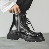 小众高街马丁靴男ins高级感漆皮复古厚底机车靴B253-9303-P125，男鞋马丁靴，星座814A（原电商B253）