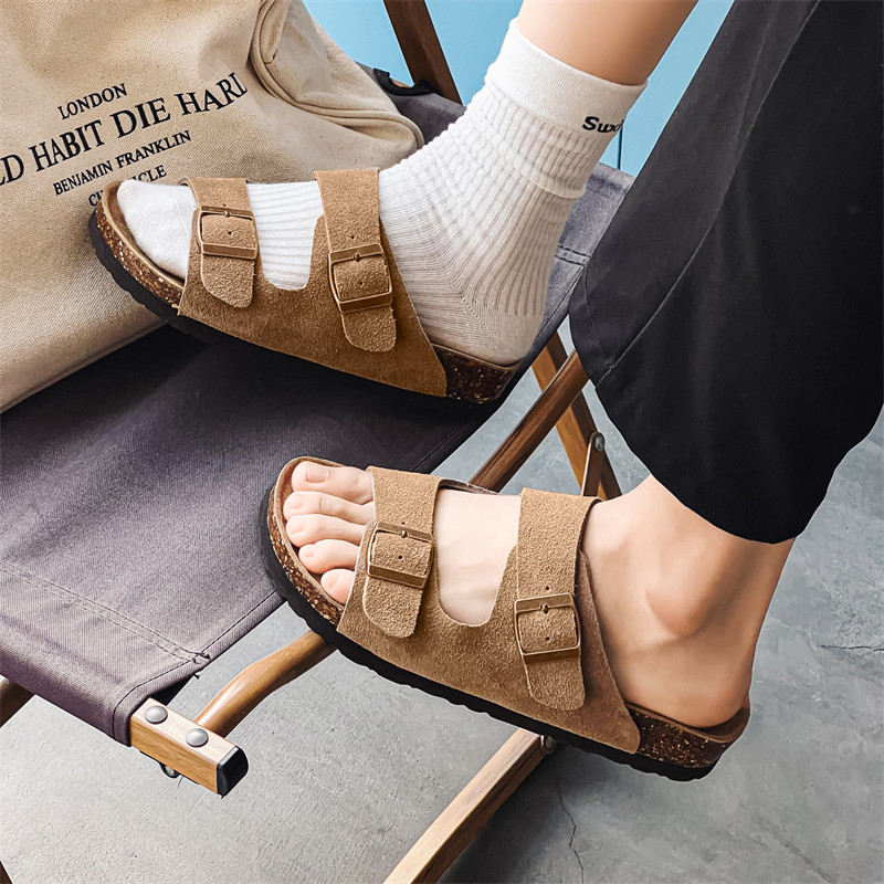 小众勃肯鞋男女厚底外穿一字软木凉拖鞋情侣沙滩鞋YD9500-P120，男鞋拖鞋，星座814A（原电商B253）