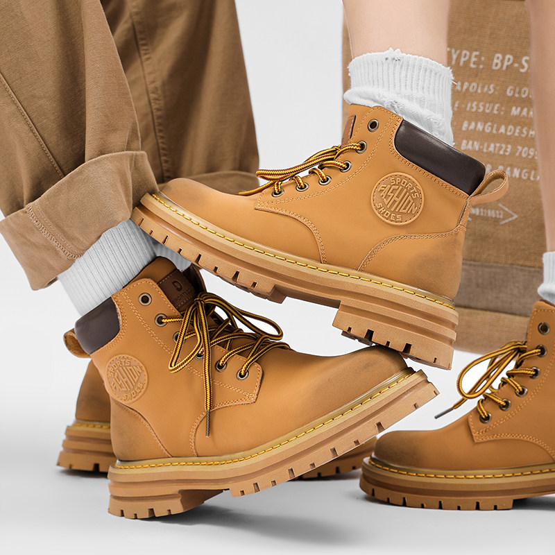 美式复古马丁靴男小众高街风ins情侣大黄靴B253-5601-P125，男鞋马丁靴，星座814A（原电商B253）