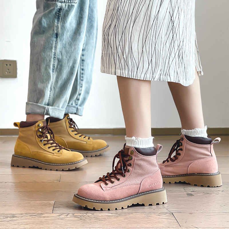 美式复古工装靴男中筒厚底沙漠靴情侣马丁靴B253-9852-P120，男鞋马丁靴，星座814A（原电商B253）