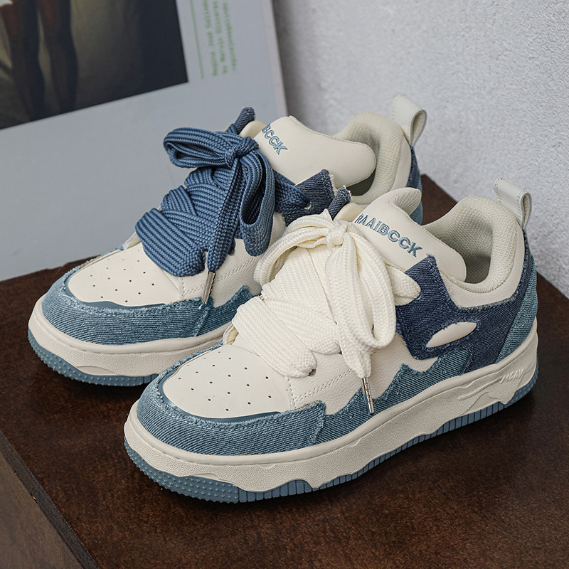 小众设计牛仔蓝拼接面包鞋男女百搭休闲运动板鞋B253-YD731-P148图片