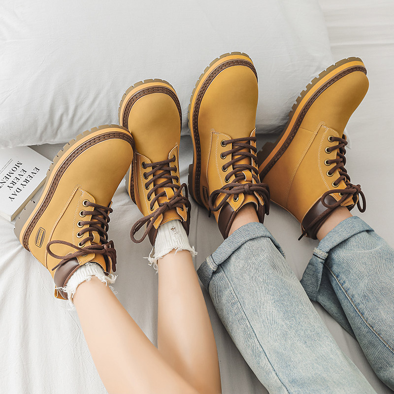 美式工装马丁靴男女复古厚底户外高帮机车大黄靴B253-9993-P120，男鞋马丁靴，星座814A（原电商B253）