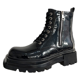 黑色马丁靴男英伦潮流漆皮亮面厚底增高靴B253-9303-P125，男鞋马丁靴，星座814A（原电商B253）