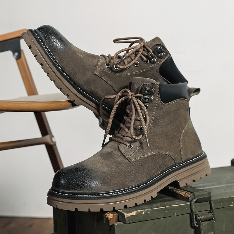 大黄靴马丁靴男户外登山鞋中帮踢不烂工装靴子B253-9002-P115，男鞋马丁靴，星座814A（原电商B253）