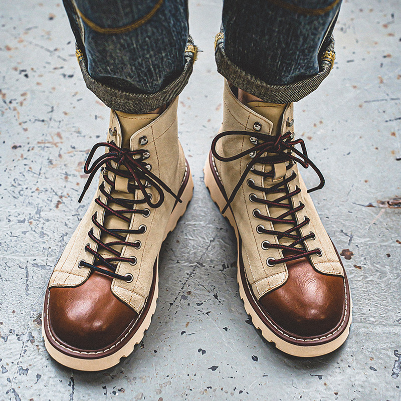 阿美咔叽美式工装靴男复古户外靴英伦短靴马丁靴B253-9079-P125，男鞋马丁靴，星座814A（原电商B253）