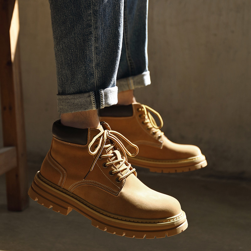 马丁靴男英伦风真皮工装靴厚底增高复古大头机车靴B253-8061-P128，男鞋马丁靴，星座814A（原电商B253）