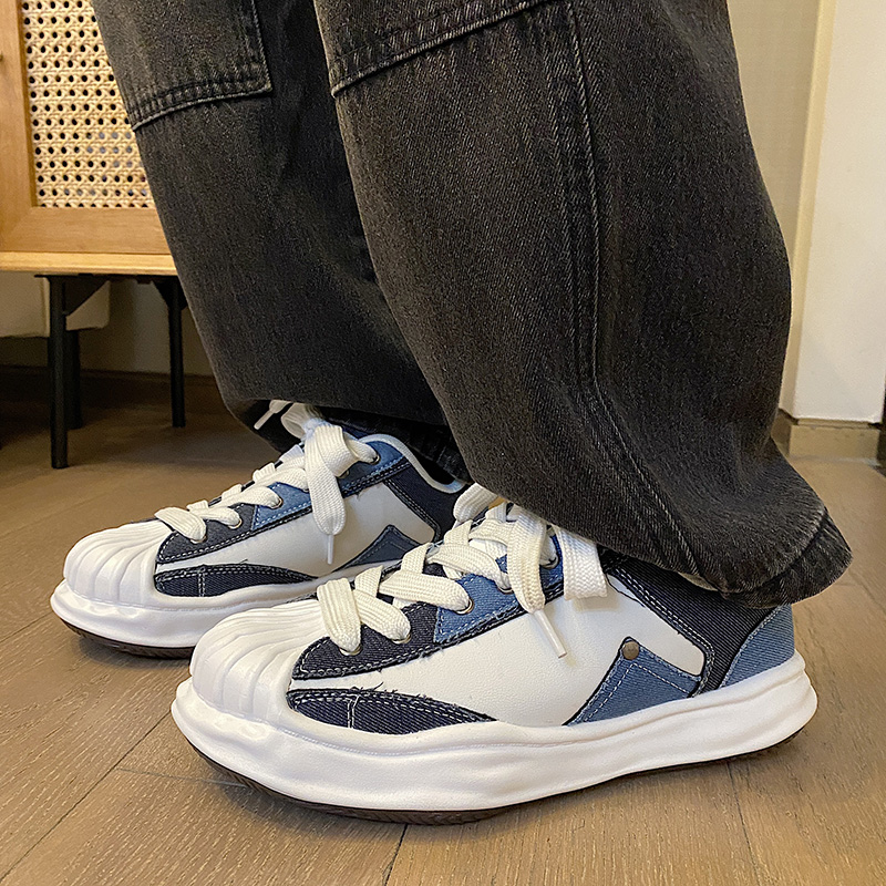 贝壳头溶解鞋男牛仔拼接厚底增高大头板鞋B253-Y619-P80，男鞋休闲鞋，星座814A（原电商B253）