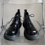 韩风chic潮流厚底马丁靴男复古大头短筒皮靴B253-5220-P115，男鞋马丁靴，星座814A（原电商B253）