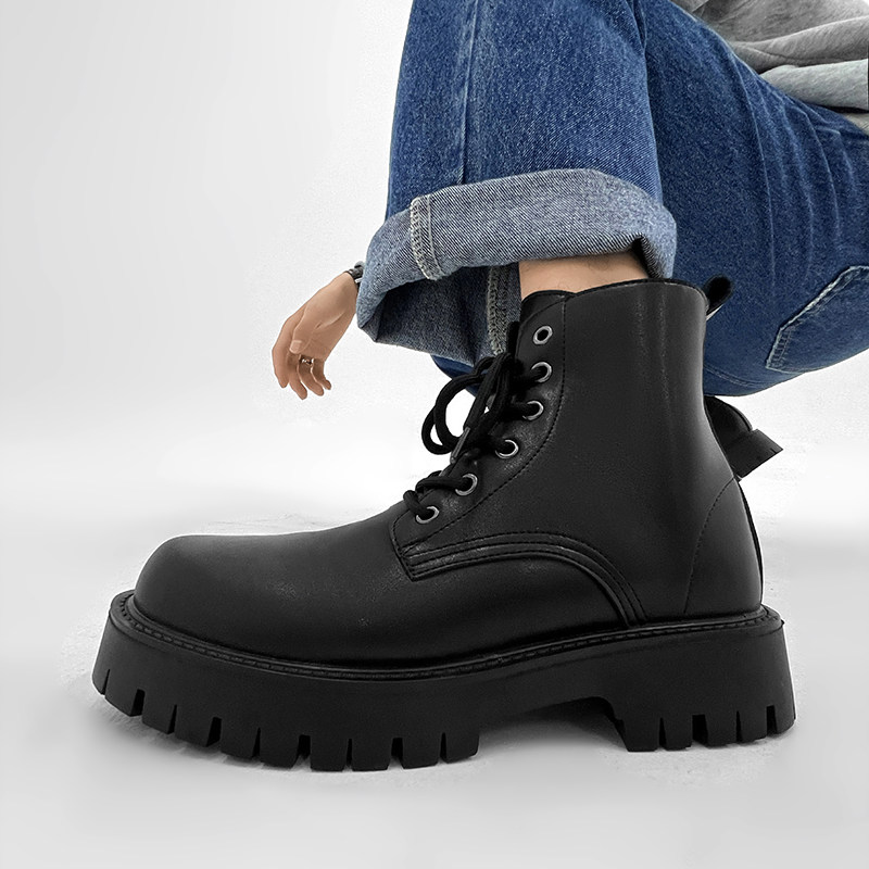 ins马丁靴男英伦风机车拉链中帮工装靴B253-5606-P110，男鞋马丁靴，星座814A（原电商B253）