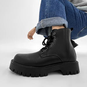 ins马丁靴男英伦风机车拉链中帮工装靴B253-5606-P110图片