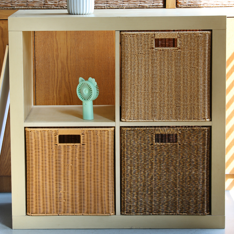 书架衣柜格子篮仿藤编收纳筐客厅