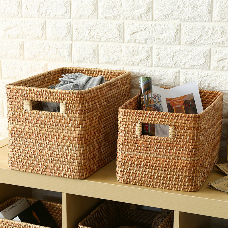 手工藤编收纳篮大号 长方形收纳筐 电视柜格放置篮筐 书架抽屉篮在类目 收纳整理, 家庭收纳用具, 储物箱, 收纳箱中 - 来自Buy2taobao.com提供专业的淘宝代购服务