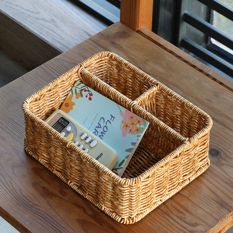 分格仿藤塑料编浴室用品收纳盒