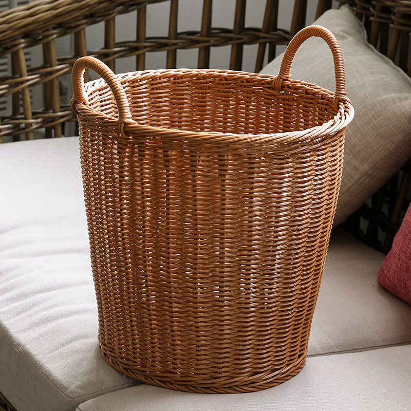 仿藤编脏衣篮圆形篓子浴室塑料
