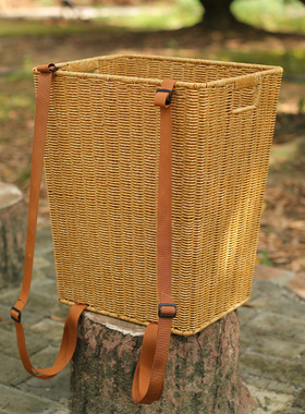 背篓双肩便携收纳筐仿藤编织成人采摘背篼农家采蘑菇赶集篓特大号