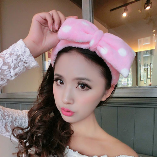 洗澡浴室宽边蝴蝶结美容巾束发带