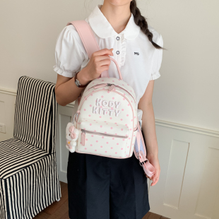 可爱风粉色日常通勤小双肩包女2026夏天新款韩系波点时尚双背包潮
