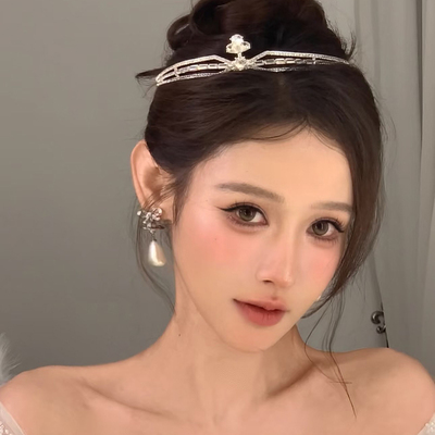 简约新娘头饰韩式公主发箍精致结婚头饰水钻珍珠皇冠婚庆礼服配饰