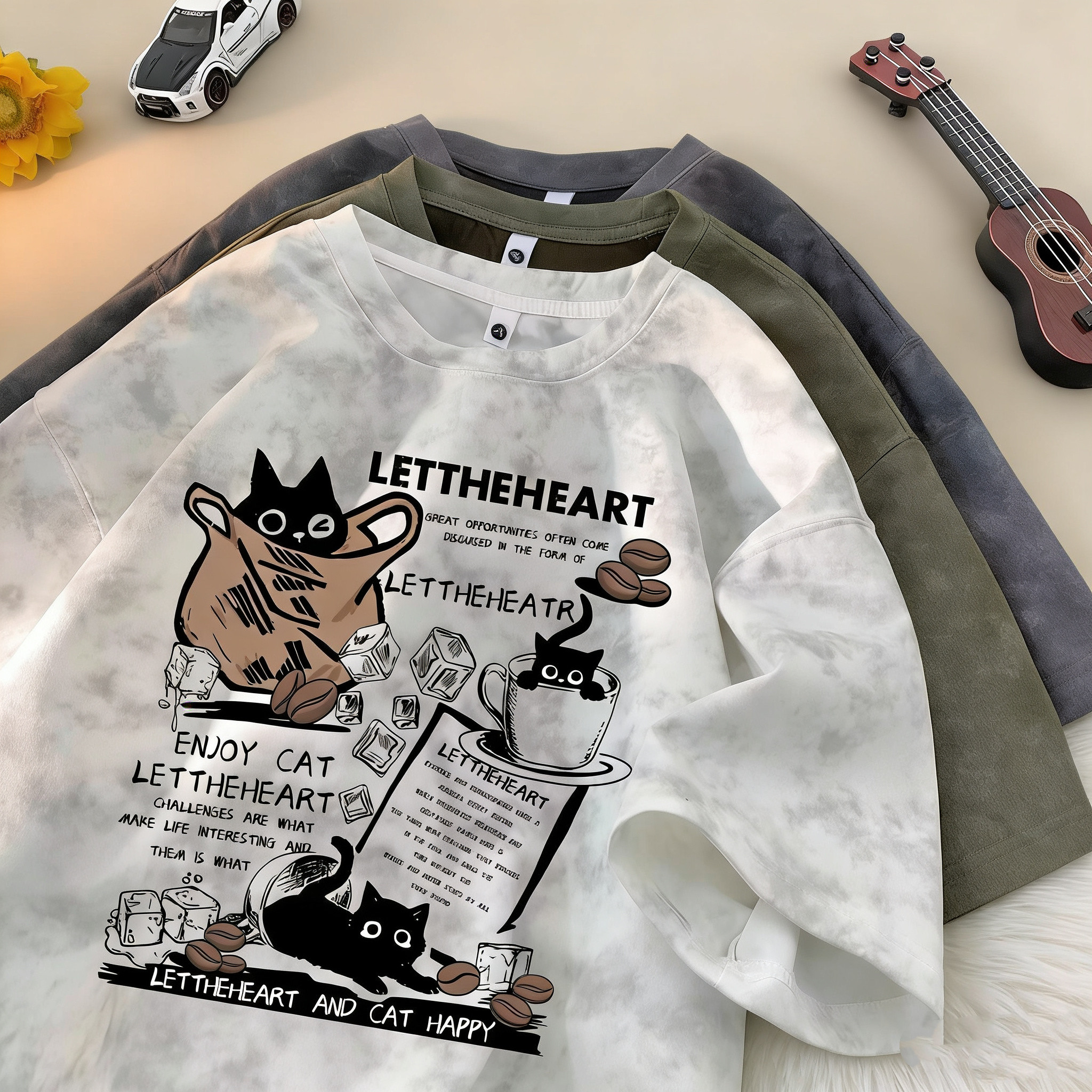 扎染重磅美式短袖t恤男女同款2026夏季新款潮牌潮流圆领宽松上衣