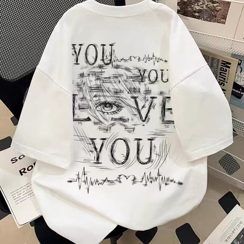 100%纯棉短袖英伦复古圆领宽松夏季重磅T恤2026新款半袖男装潮牌i