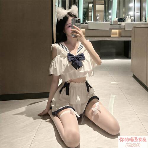 猫！学院柔光*学生清纯欲风超短裙可爱洛丽塔水手服百褶裙酒吧KTV