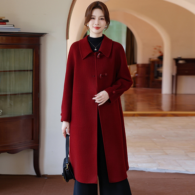 妈妈秋冬毛呢外套中长款女装高贵