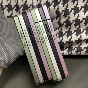 适用小米15简约纯彩色金属边框壳xiaomi15ultra超薄磨砂保护圈 14/15Pro黑色银色粉紫色散热金属圈镂空无背板
