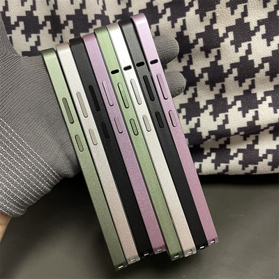 适用小米15简约纯彩色金属边框壳xiaomi15ultra超薄磨砂保护圈 14/15Pro黑色银色粉紫色散热金属圈镂空无背板