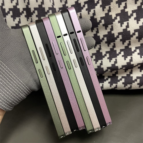 适用小米15简约纯彩色金属边框壳xiaomi15ultra超薄磨砂保护圈 14/15Pro黑色银色粉紫色散热金属圈镂空无背板