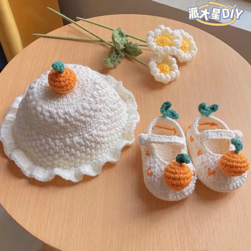 手工编织钩织毛线婴儿帽DIY材料包宝宝鞋帽套装孕期解闷自制成品