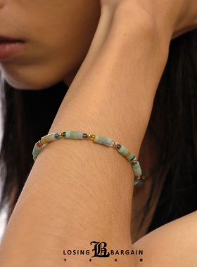 【Losing Bargain】原创天然石彩色叠拼接手链度假风百搭简约男女