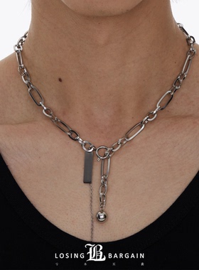 【Losing Bargain】  2023SS  小众设计款锁链吊牌小球项链