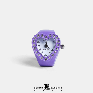 【Losing Bargain】小众爱心镶钻弹力设计感百搭可调节手表戒指