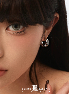 【Losing Bargain】原创先锋小众结构耳钉设计款镂空百搭时尚男女